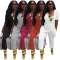 New Solid Deep V Open Neck Irregular Front Jumpsuit