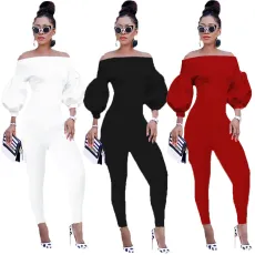 Fashion sexy lantern sleeve jumpsuit