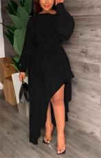 Fashion solid color long sleeve dress in autumn and winter available for women
