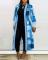 Fashionable printed long sleeve patchwork coat for women in stock