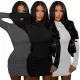 Fashionable long sleeved short skirt wrap hip dress