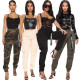 Fashion camouflage elastic overalls