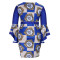 PRINTED FLARE SLEEVE OVERSIZED DRESS