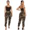 Fashion camouflage elastic overalls