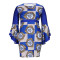 PRINTED FLARE SLEEVE OVERSIZED DRESS