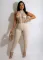 Sleeveless knitting thread perspective jumpsuit