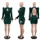 European and American sexy fashion backless hollow out evening sequins long sleeve dress