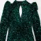 European and American sexy fashion backless hollow out evening sequins long sleeve dress
