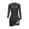 Fashion sexy mesh hot drill bubble bead feather dress