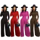 Fashion jumpsuit+wide leg pants suit