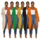 New European and American women's casual solid color long knitted cardigan coat