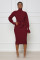 European and American women's pure color high neck knitted lace dress