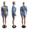 Two piece digital printing fashion casual suit