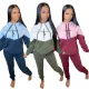 New casual two-piece patchwork hood