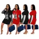 New casual fashion card printed long sleeve dress