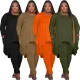 European and American fashion large women's irregular hem solid two-piece set