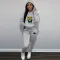 Large printed casual fashion sweater two-piece set