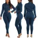 Slim fitting stretch small toe denim jumpsuit