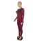 Rib chest flannel zipper casual sexy jumpsuit
