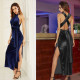 Sleeveless halter sexy backless dress