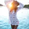 Solid lace long sleeve beach skirt