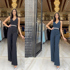 High waist flared trousers jumpsuit