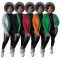 Casual color blocking short knitted cardigan coat