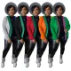 Casual color blocking short knitted cardigan coat