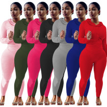 Large sexy fashion solid sports two-piece set