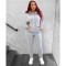 Autumn and winter solid color sweater elastic sports leisure two-piece set