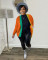 Casual color blocking short knitted cardigan coat