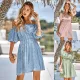OFF SHOULDER PRINT WAIST DRESS
