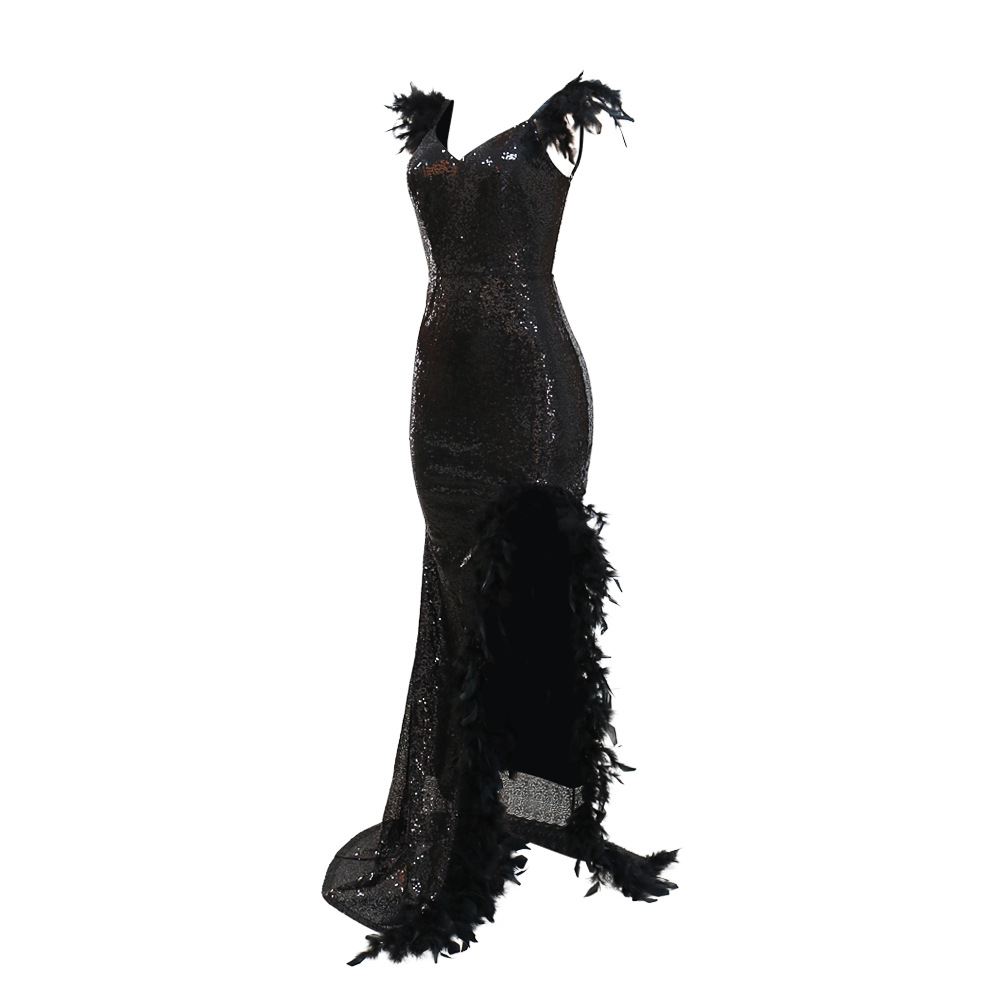 Sexy Feather Waist Tie Homewear Dress