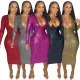 New style fashion deep V long sleeve  gilded fabric Clubwear Dresses