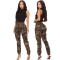 Fashion camouflage printing elastic overalls