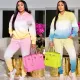 Casual fashion gradient color two-piece hood