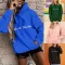 Fashion printed sweater plush hooded loose top