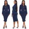 Denim single breasted coat sexy dress