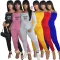 European and American women's one-piece trousers, shoulder length, long sleeves, sexy printed one-piece suit, sports