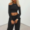 Fashion casual off shoulder sports two-piece set