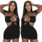 Chest Wrapping Drawstring Pleated Solid Sexy Dress