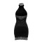 Mesh hot drill splicing velvet neck dress