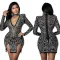 Sexy deep V-neck perspective split wrap hip hot drill dress