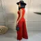 Flare elastic waist straight trousers