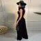 Flare elastic waist straight trousers