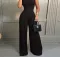 Flare elastic waist straight trousers