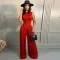 Flare elastic waist straight trousers