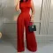 Flare elastic waist straight trousers