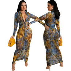 Sexy fashion printed cardigan dress