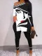 Oversized printed T skirt pencil pants suit